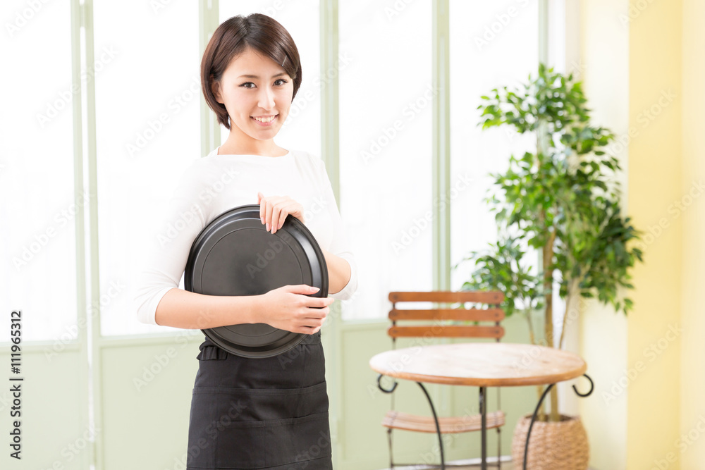 portrait of asian waitress in the cafe portrait of asian waitress in the cafe