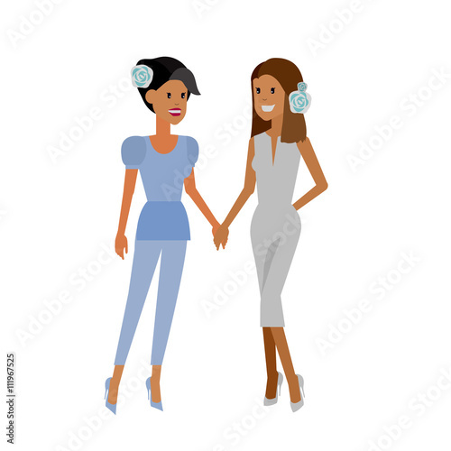 Nontraditional family. Happy cute wedding gay and lesbian