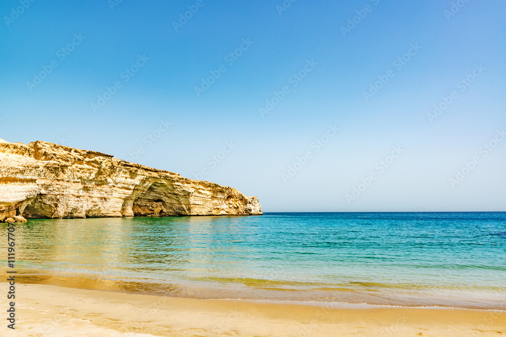 Coast Landscape at Barr Al Jissah Resort in east of Muscat, Oman.