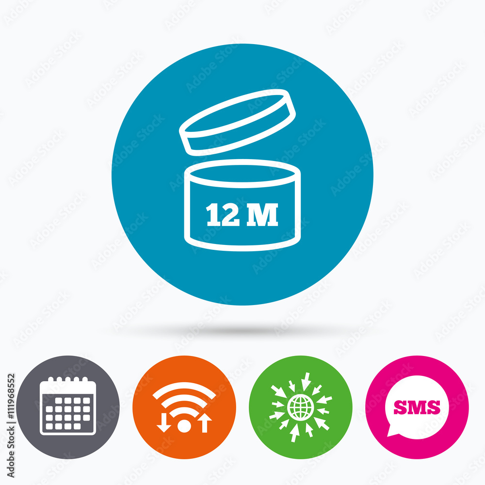 After opening use 12 months sign icon. After opening use 12 months sign icon.
