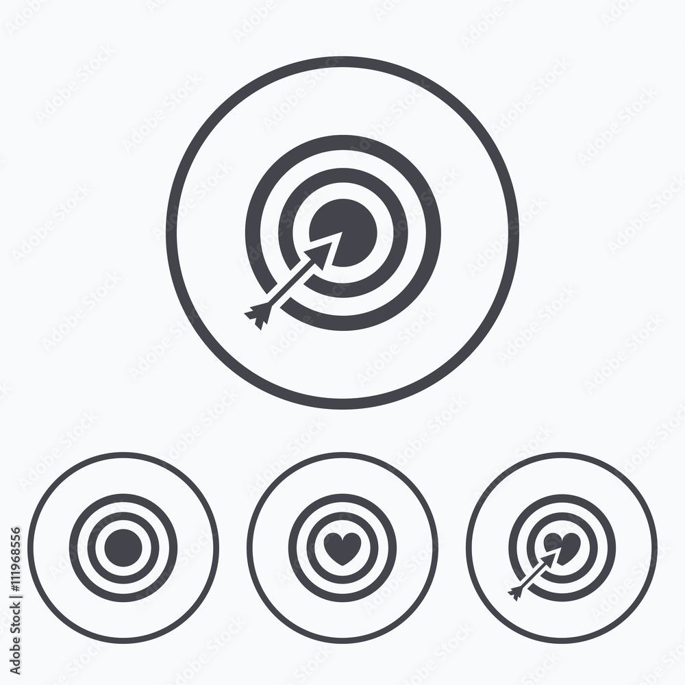 Target aim icons. Darts board signs symbols. Target aim icons. Darts board signs symbols.