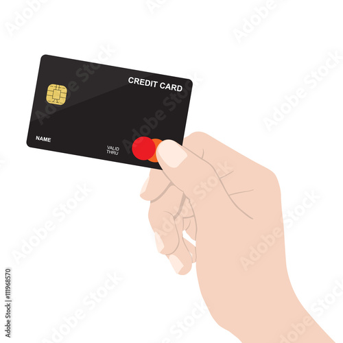 close up hand holding credit card isolated on white background vector design