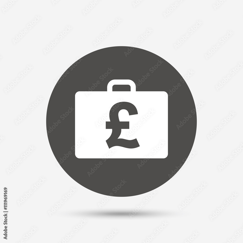 Case with Pounds GBP sign. Briefcase button. Case with Pounds GBP sign. Briefcase button.