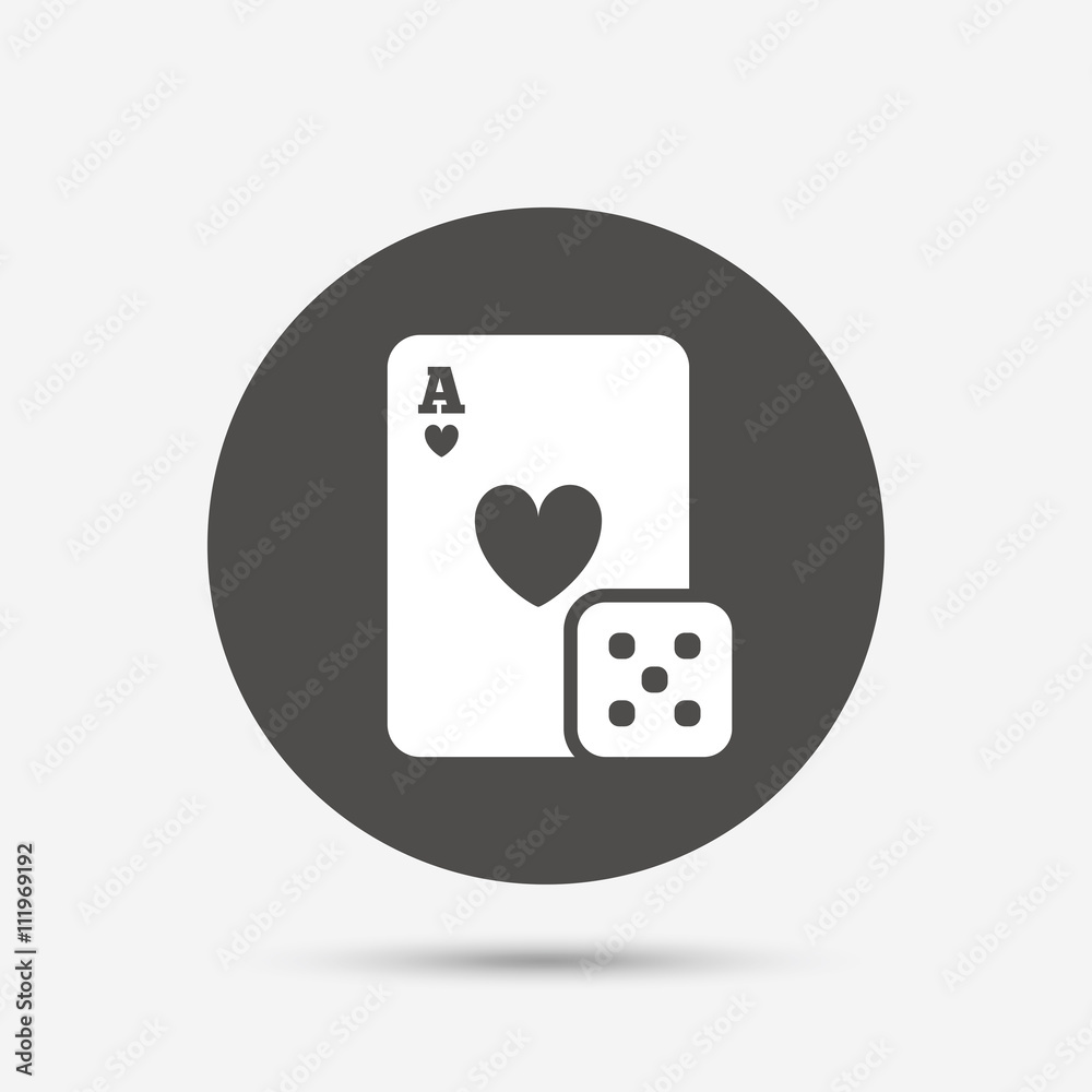 Casino sign icon. Playing card with dice symbol Casino sign icon. Playing card with dice symbol