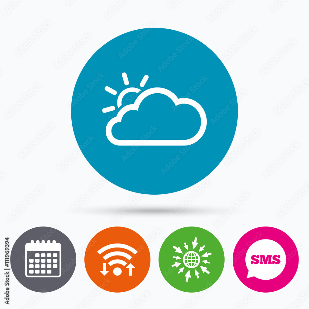 Cloud and sun sign icon. Weather symbol. Cloud and sun sign icon. Weather symbol.