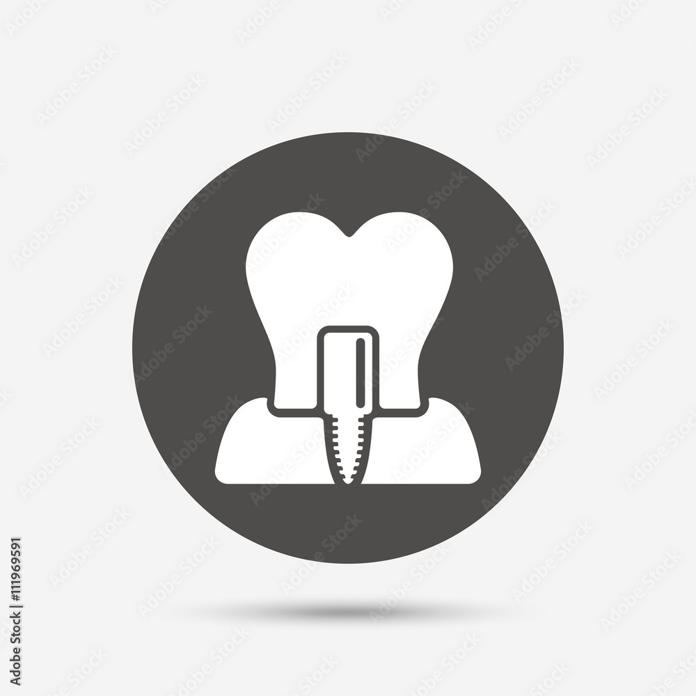 Tooth implant sign icon. Dental care symbol Tooth implant sign icon. Dental care symbol