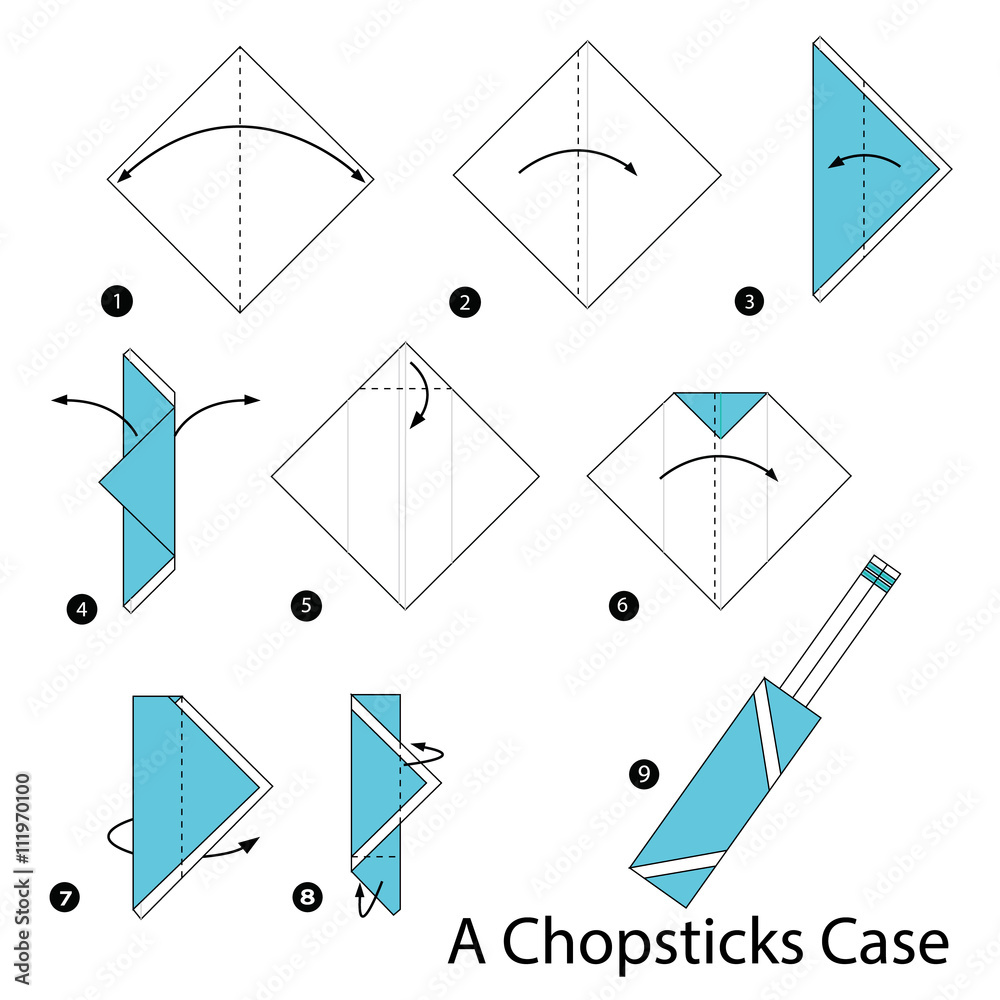 step by step instructions how to make origami A Chopsticks Case