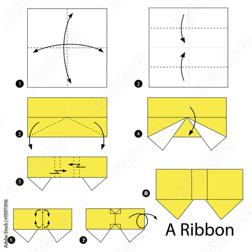 step by step instructions how to make origami A Ribbon.