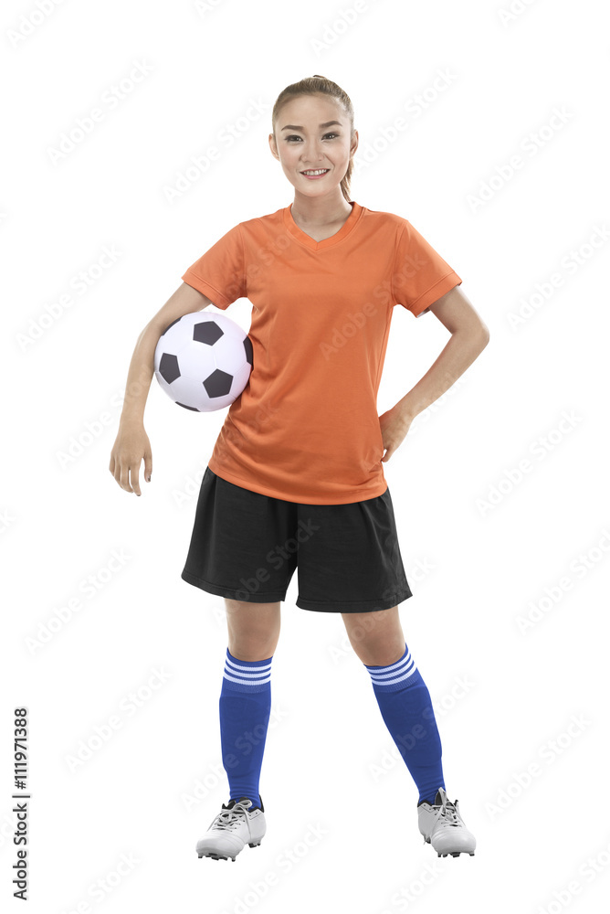 Woman holding soccer ball