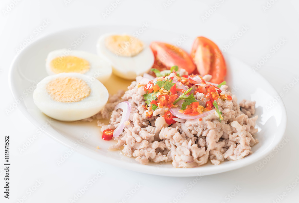 Spicy minced pork salad with egg Spicy minced pork salad with egg