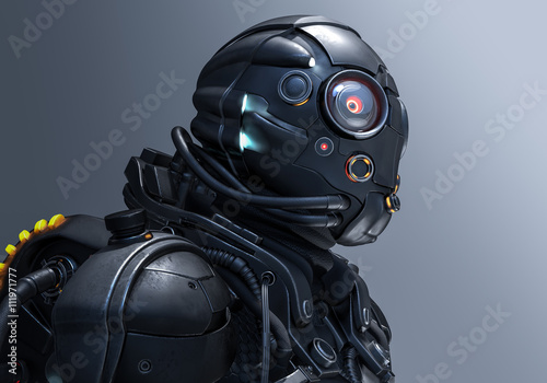 3D rendering cyborg girl
