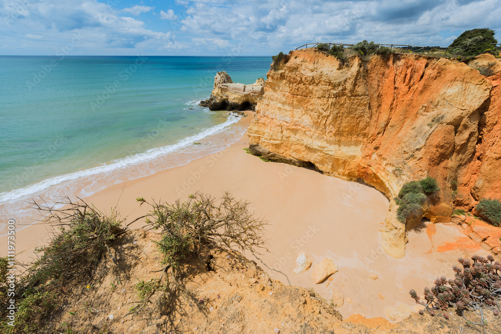 Great view of a Praia da Rocha in Portimao. Algarve region. Portugal.