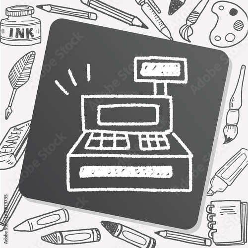 Cash register doodle drawing