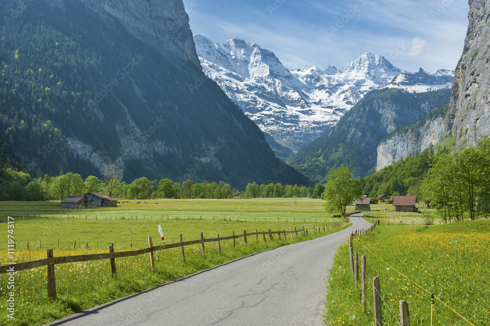 Country road in Lauterbrunnen, jungfrau, Switzerland