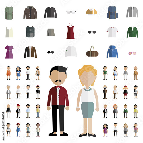 Diversity Community People Flat Design Icons Concept