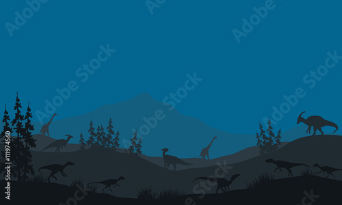 Many Dinosaur in hills