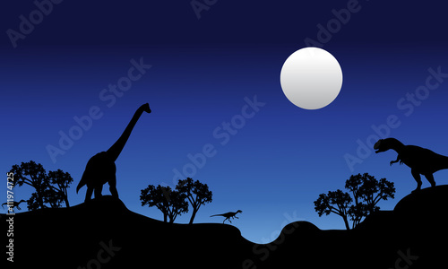 Beautiful scenery at night dinosaur