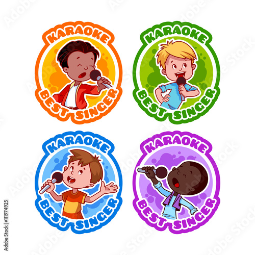Four stickers with singing boys.