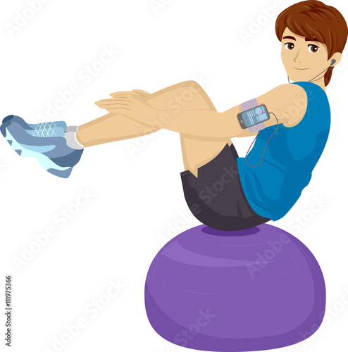 Teen Boy Balance Ball Work Out