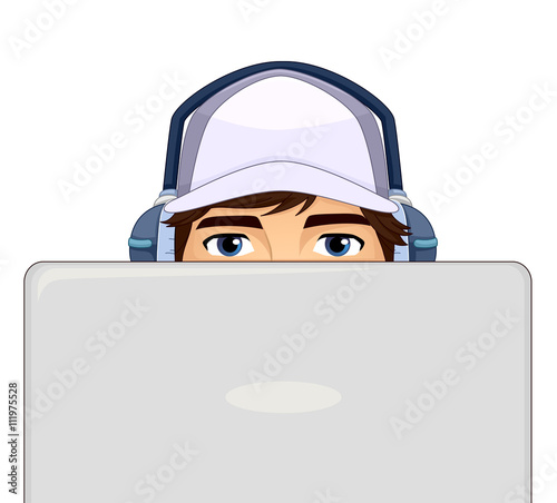 Teen Guy Laptop Headphones