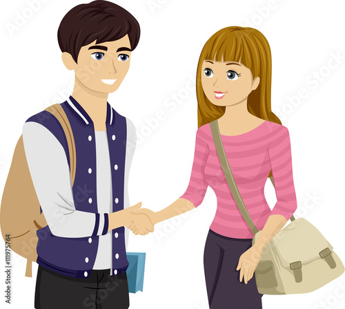 Teen Couple Handshake