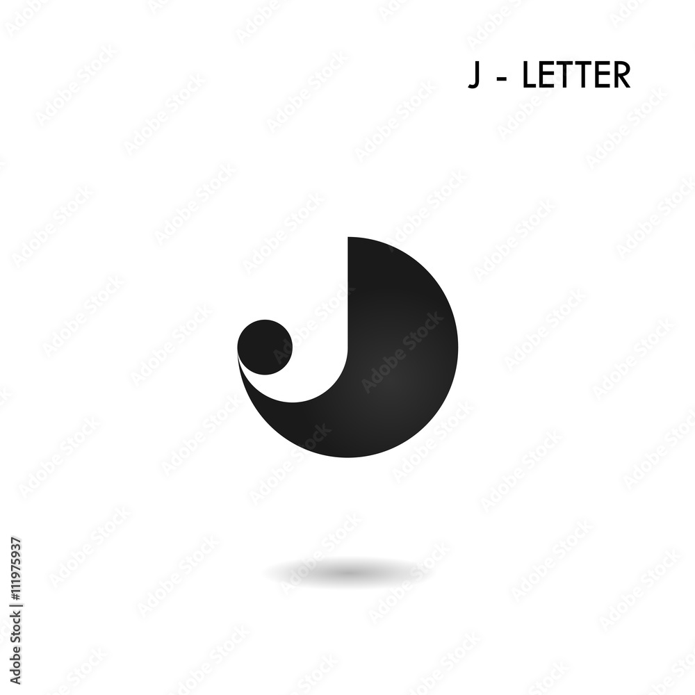 Black circle sign and Creative J-letter icon abstract design Black circle sign and Creative J-letter icon abstract design