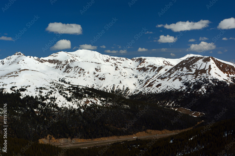 Interstate 70 (I-70) Highway Snow Mountain Pass in Colorado