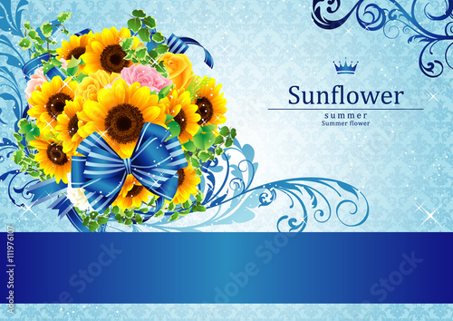 Fototapeta Naklejka Na Ścianę i Meble -  綺麗な向日葵の高級感ある背景