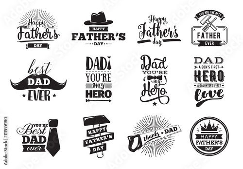 Happy fathers day set. Vector typography.