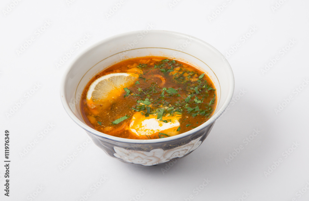 Russian solyanka soup