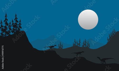 Eoraptor at the night scenery
