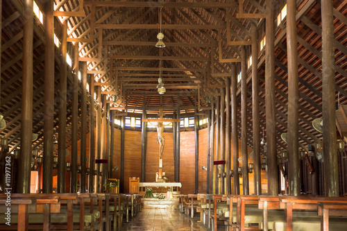 Inside of Ban Song Yae church, The Biggest catholic wood church