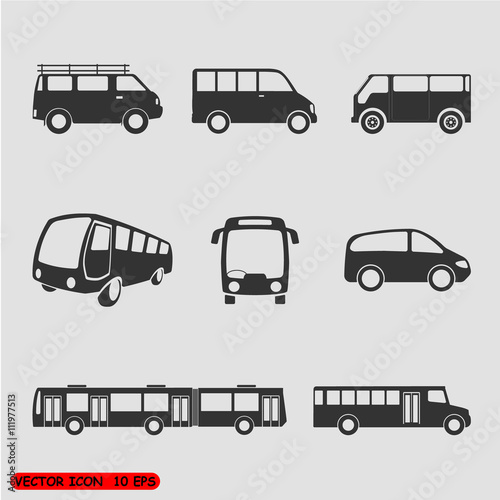 Vector set of different bus or van symbols