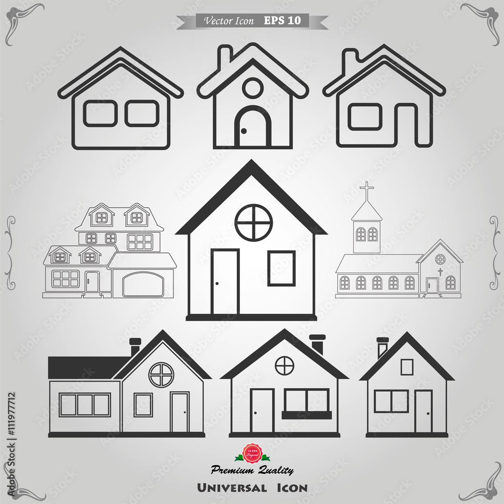 Houses icons set. Real estate.