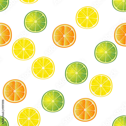 Lime, lemon and orange slices pattern