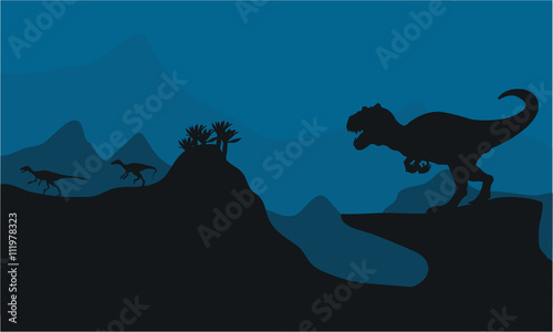 Silhouette of Big Allosaurus