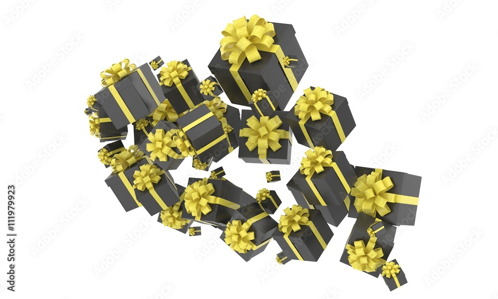 flying gift boxes on white. 3d rendering. flying gift boxes on white. 3d rendering.