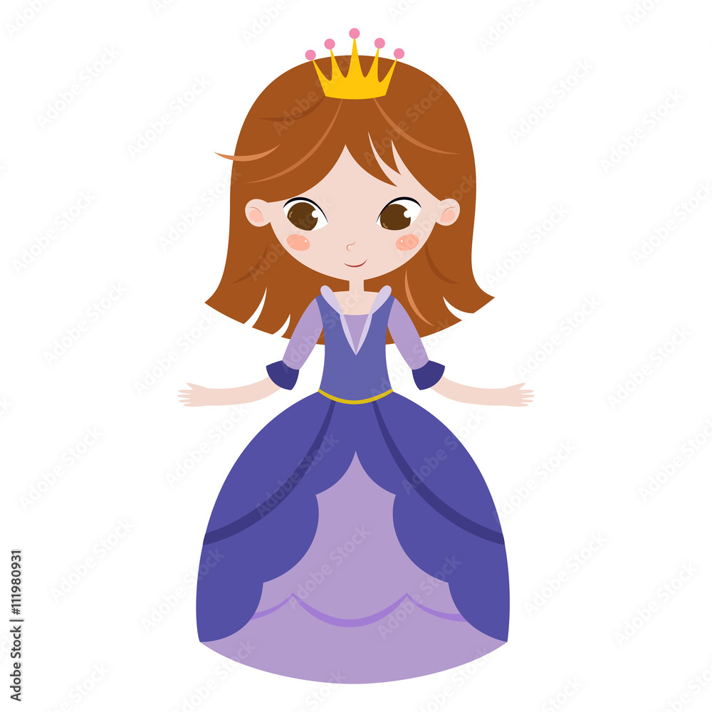 Illustration of beautiful princess on white background.