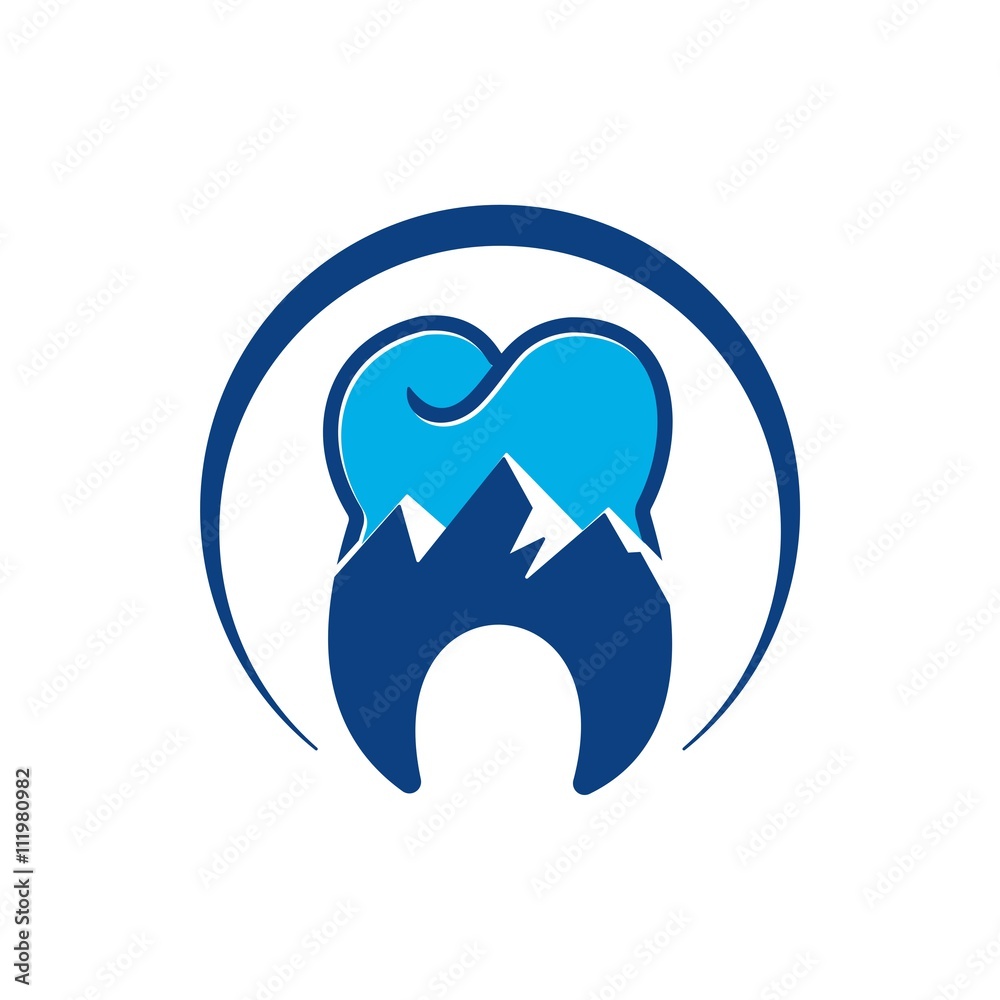 Dental clinic Logotype concept mountain tooth circle