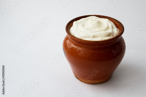 sour cream in a pot