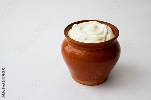 sour cream in a pot