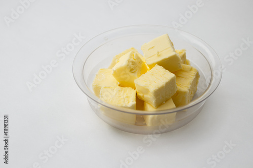 butter on a transparent plate