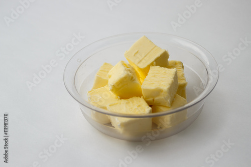 butter on a transparent plate