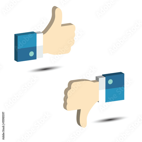 thumbs up and thumbs down isometric
