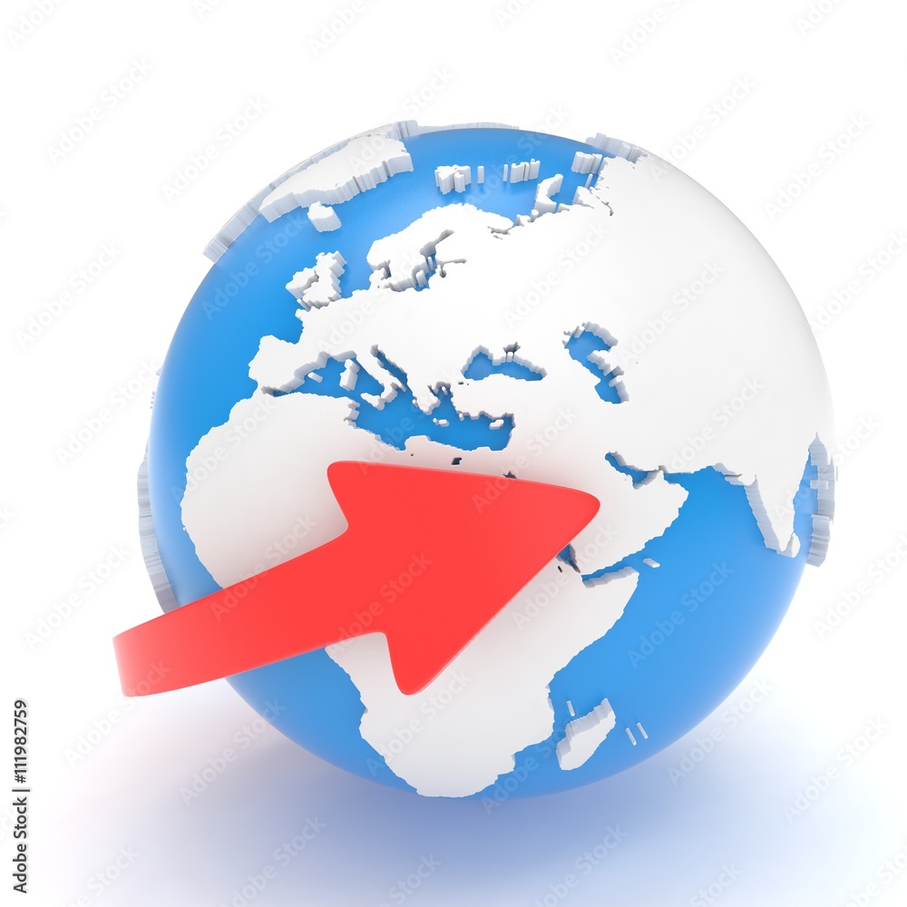 Fototapeta premium Arrow and Earth globe. 3d render