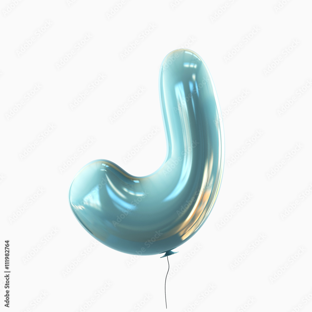 Letter J. Balloon font isolated on White Background.