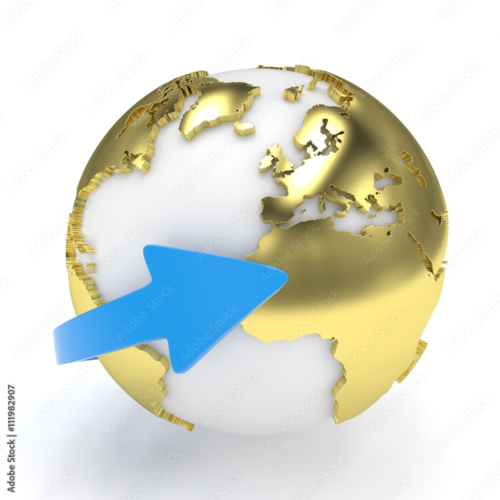 Fototapeta premium Arrow and Earth globe. 3d render