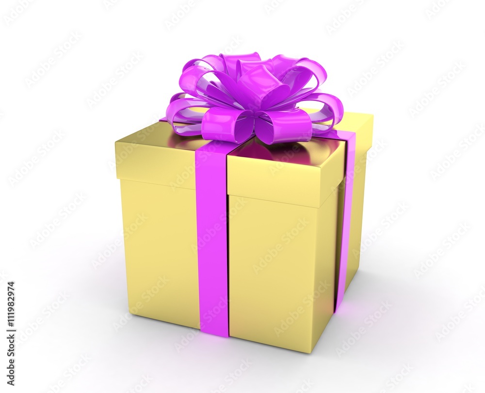 gift box with bows isolated on white. 3d rendering. gift box with bows isolated on white. 3d rendering.