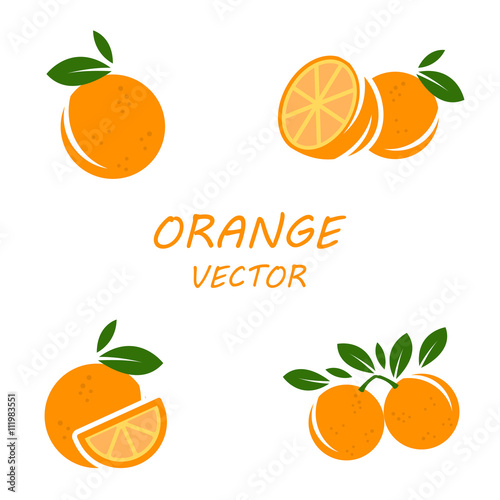 Vector flat orange icons set