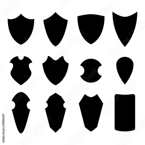 Set of shield in silhouette style, vector